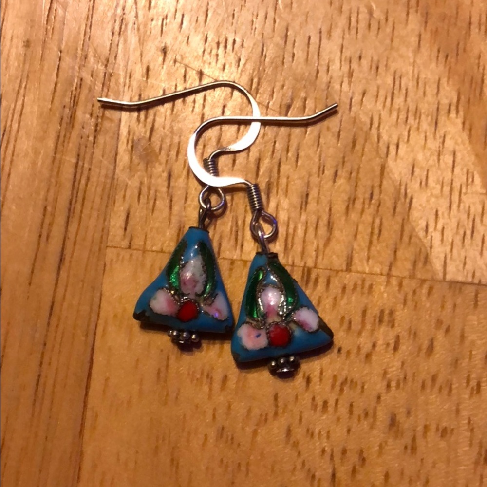 Hand painted flower earrings